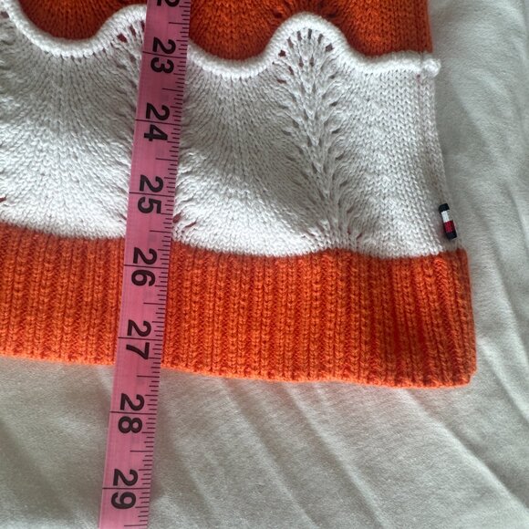 Tommy Hilfiger Women's Cotton Scallop-Stripe Sweater Tank Top sz L Cable Knit - Picture 11 of 11